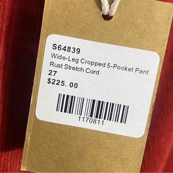 ANN MASHBURN Wide Leg Cropped Corduroy Pant Rust Stretch - Picture 11 of 11